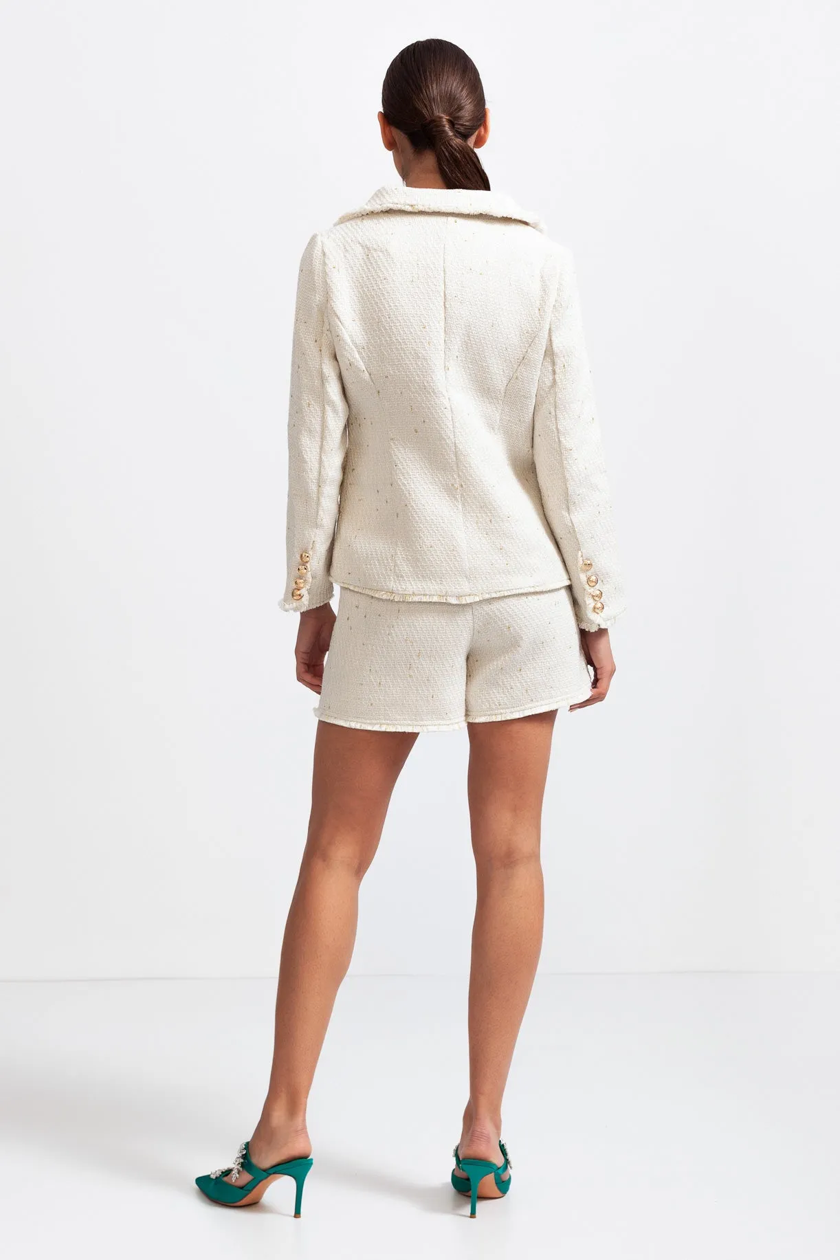 Elegant Tweed Co-Ord Set - Cream