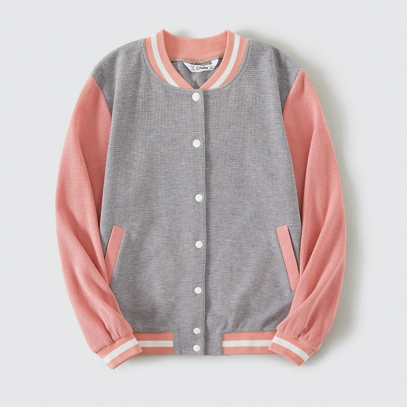 Family Matching Fleece Letter Embroidered Long-sleeve Outwear Tops