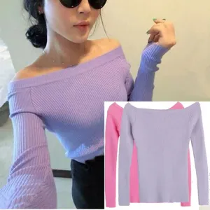 Fashion Solid Tunic Blouse Shirt Off Shoulder Tops Tee Casual Autumn Winter Tops