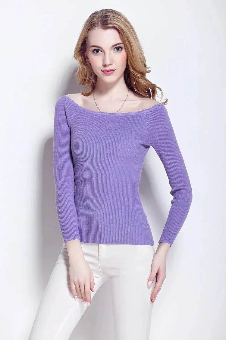 Fashion Solid Tunic Blouse Shirt Off Shoulder Tops Tee Casual Autumn Winter Tops