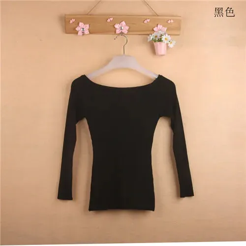 Fashion Solid Tunic Blouse Shirt Off Shoulder Tops Tee Casual Autumn Winter Tops