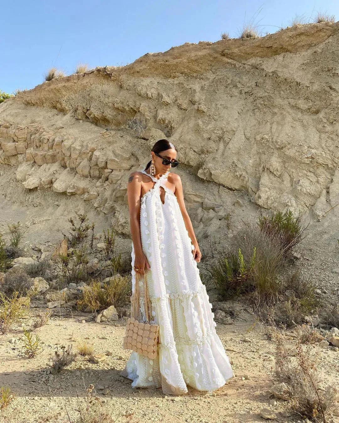FashionSierra - 2024 Loose Waist Streetwear Fashion Floor Length Boho Dress