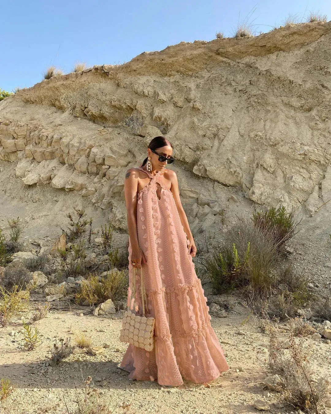 FashionSierra - 2024 Loose Waist Streetwear Fashion Floor Length Boho Dress