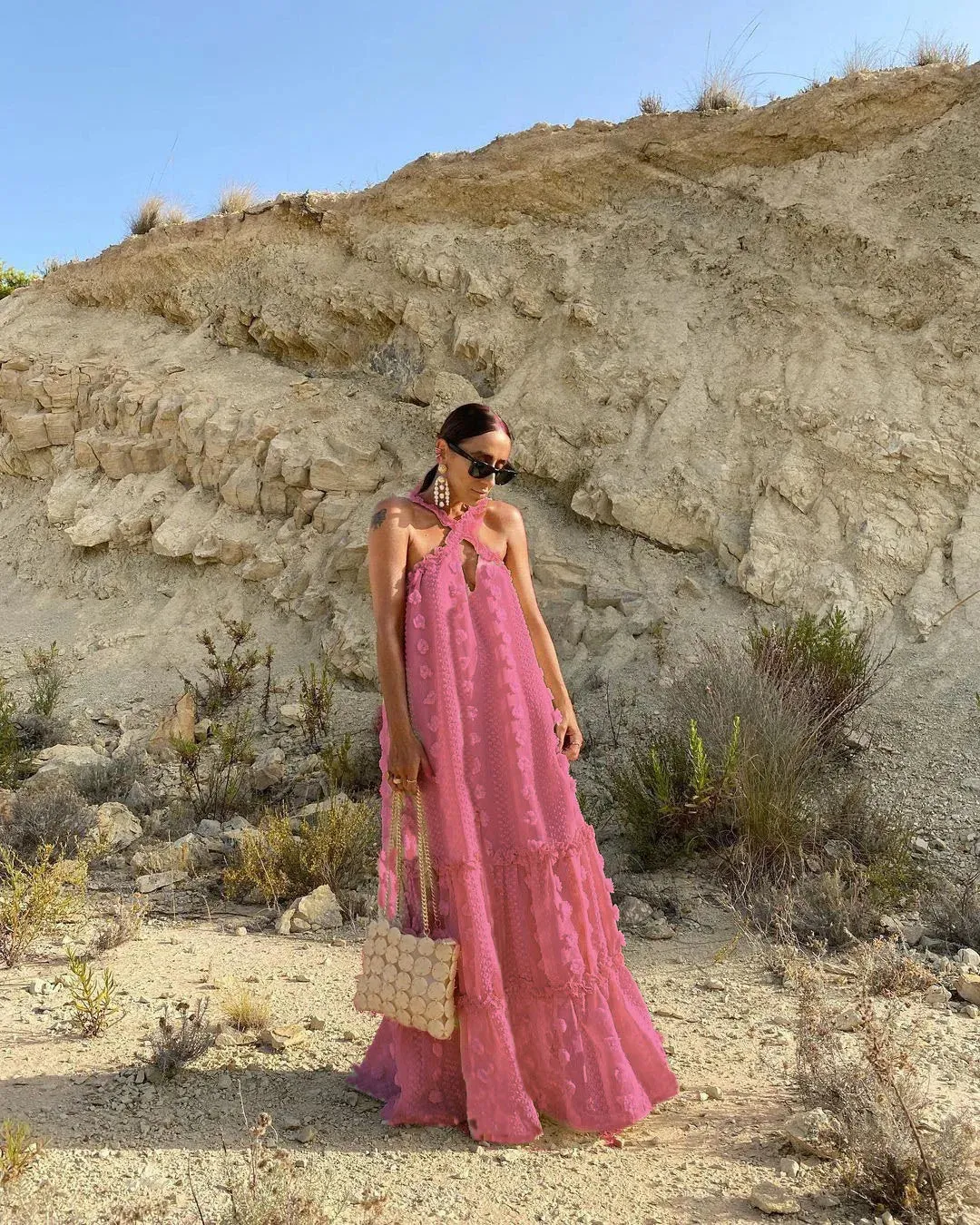 FashionSierra - 2024 Loose Waist Streetwear Fashion Floor Length Boho Dress