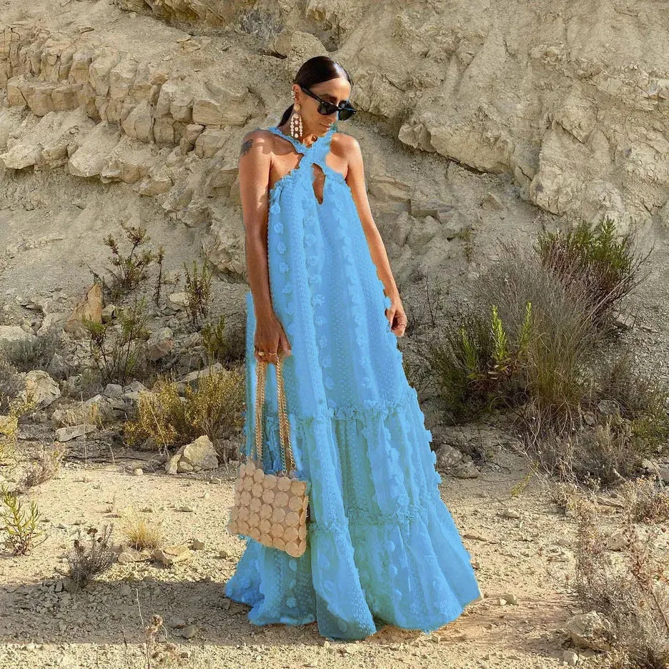 FashionSierra - 2024 Loose Waist Streetwear Fashion Floor Length Boho Dress