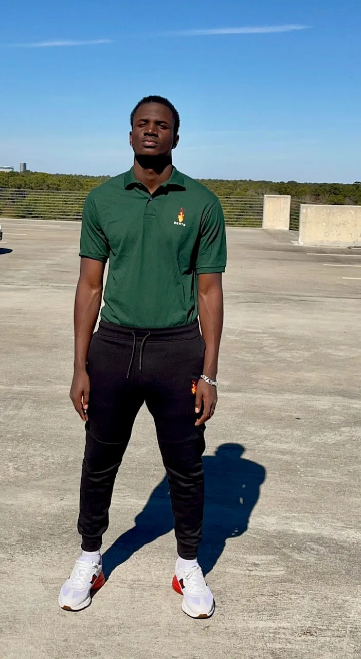 Flame By Berts Collar styled Forest Green Unisex Tops