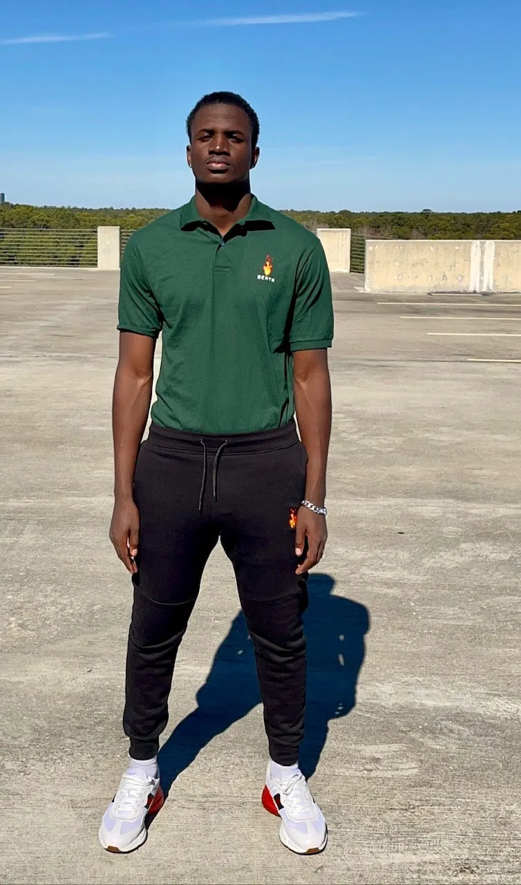 Flame By Berts Collar styled Forest Green Unisex Tops