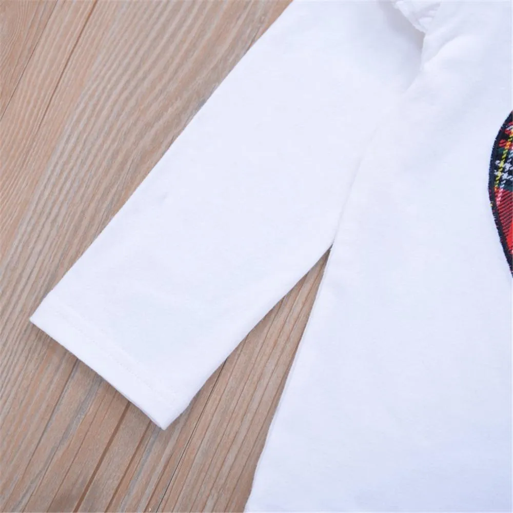 Girls Heart Plaid Long Sleeve Tops & Skirt Wholesale Girl Clothing