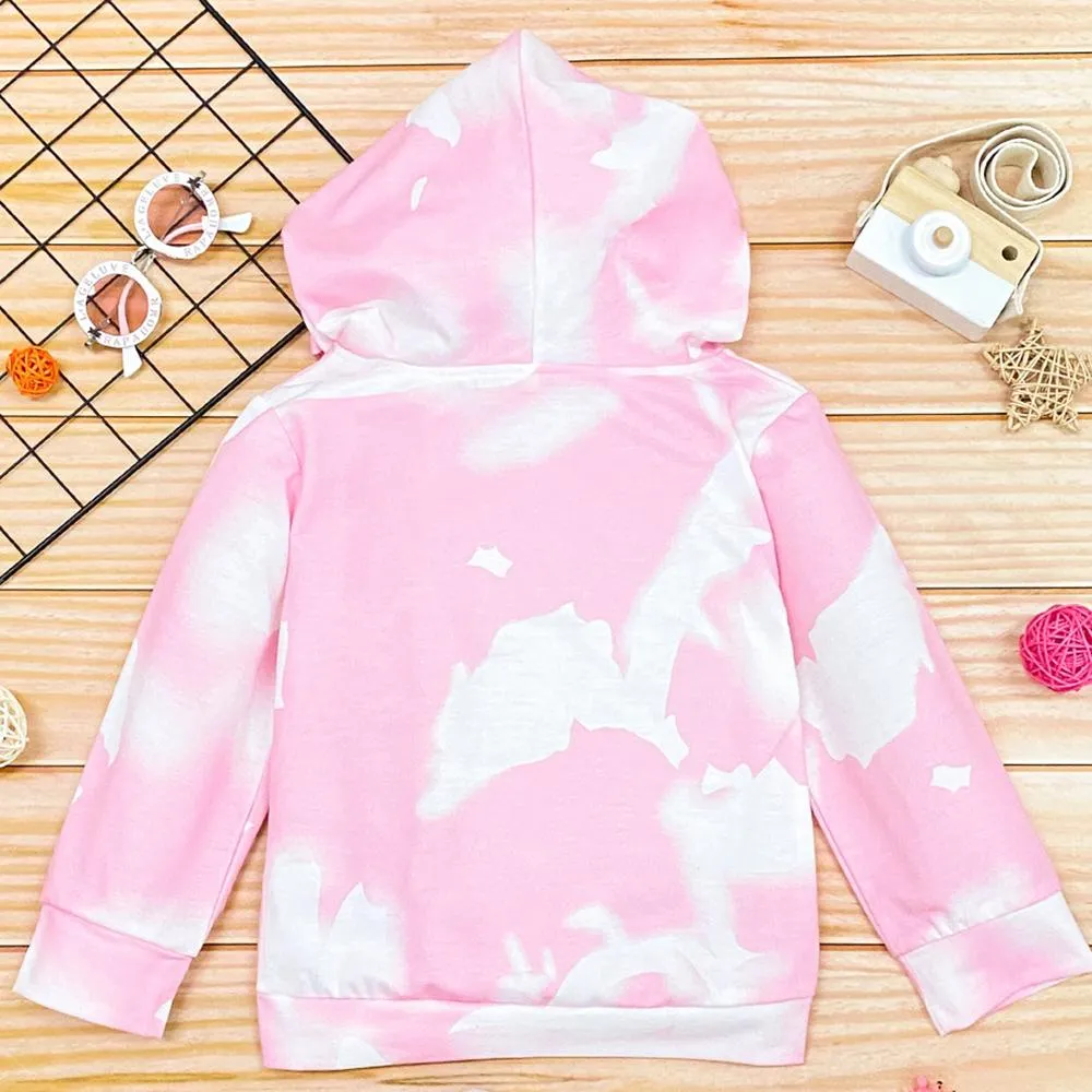 Girls Letter Printed Tie Dye Hooded Long Sleeve Tops Girl Wholesale