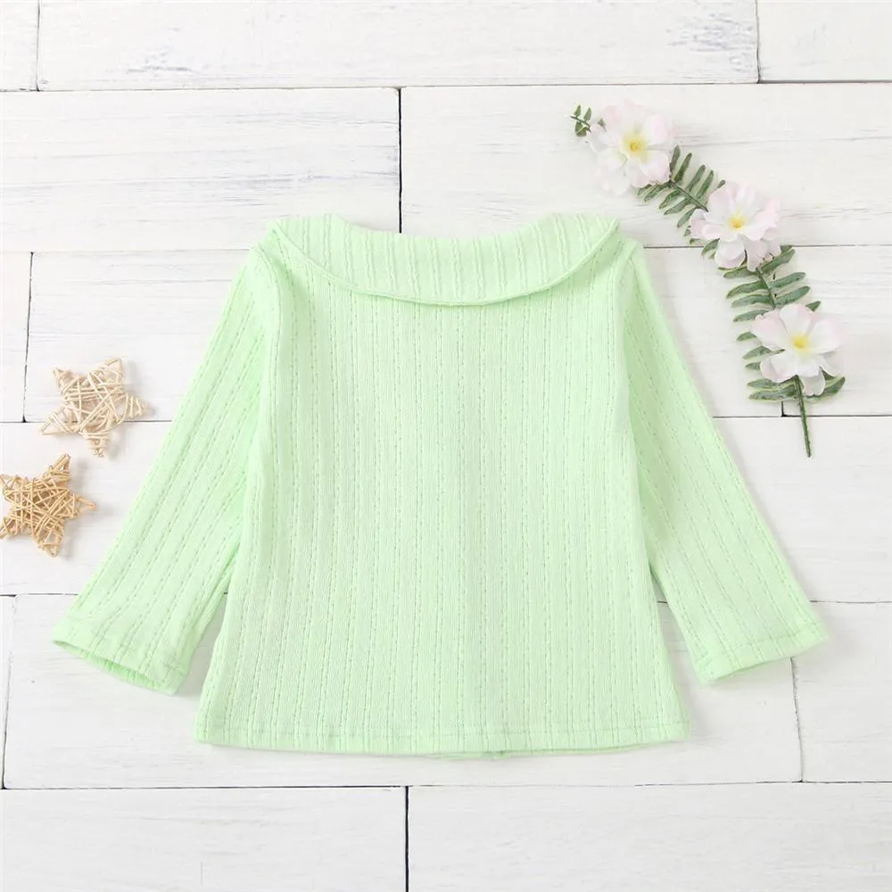 Girls Long Sleeve Button Cardigan Tops Wholesale Girls Clothes