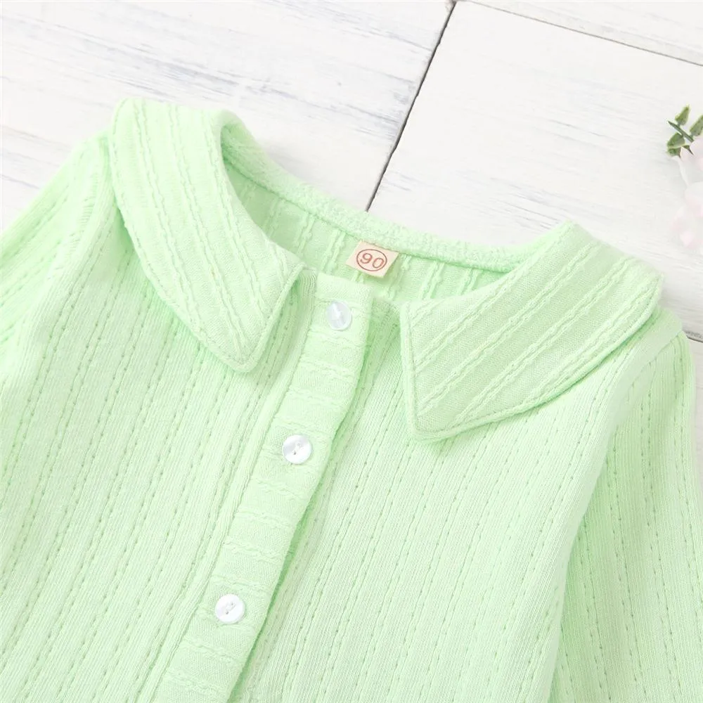 Girls Long Sleeve Button Cardigan Tops Wholesale Girls Clothes