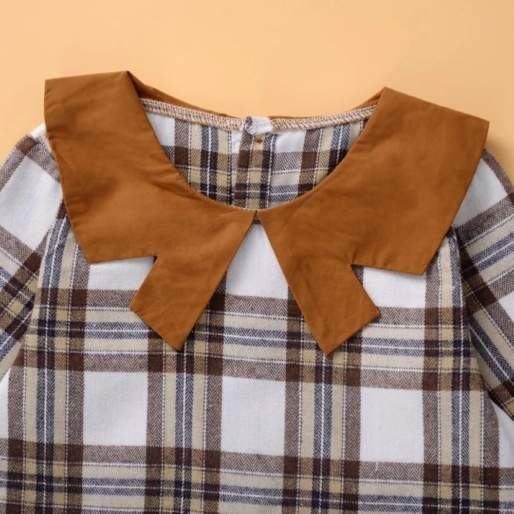 Girls Long Sleeve Plaid fashion Tops & Pants Wholesale Girl Clothing
