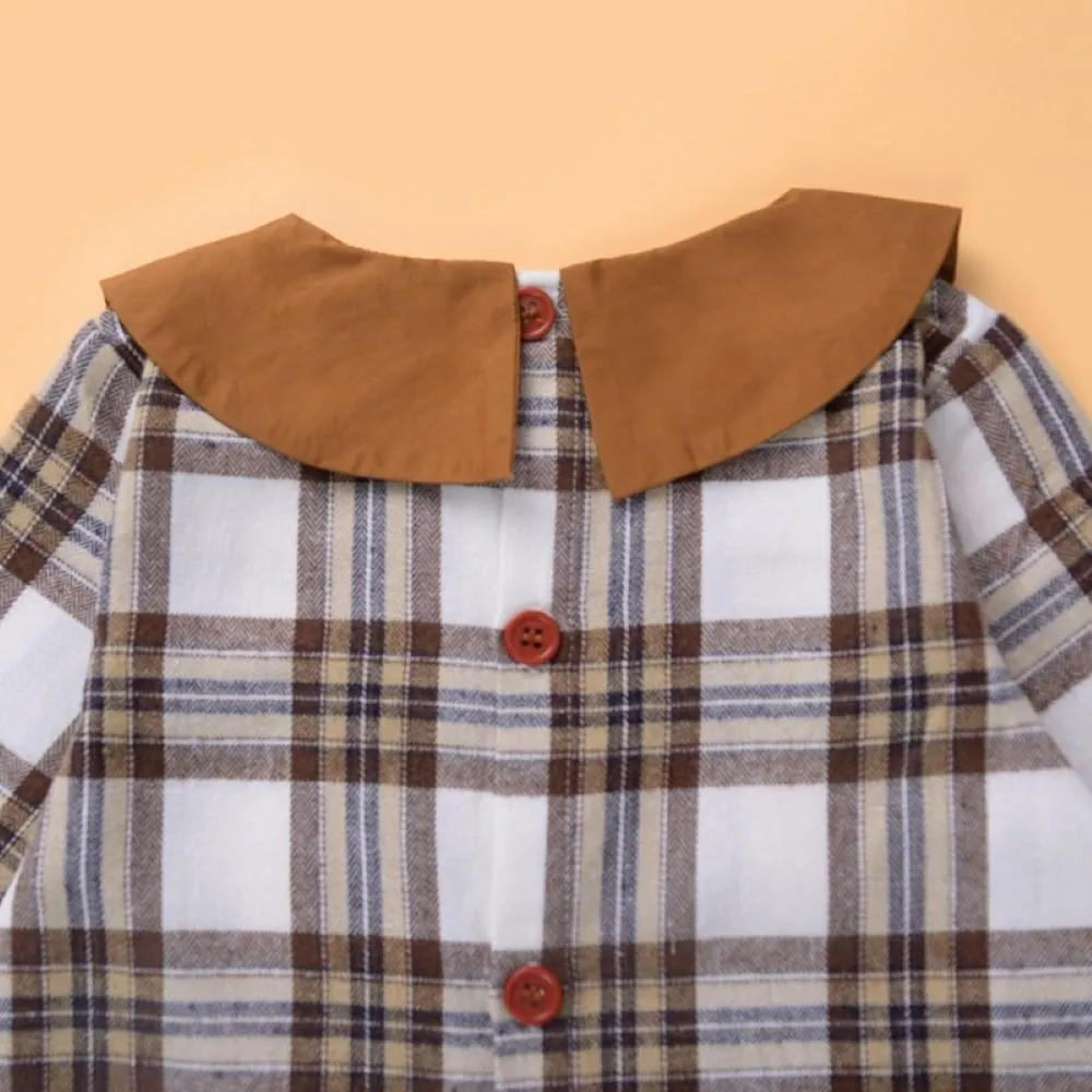 Girls Long Sleeve Plaid fashion Tops & Pants Wholesale Girl Clothing