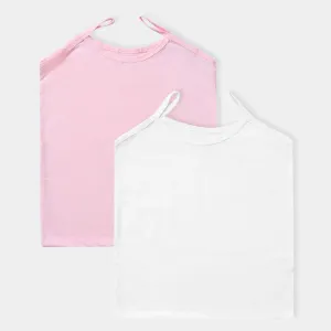 Girls Poly Cotton Jersey Cami Basic 2 Pcs-Pink/White