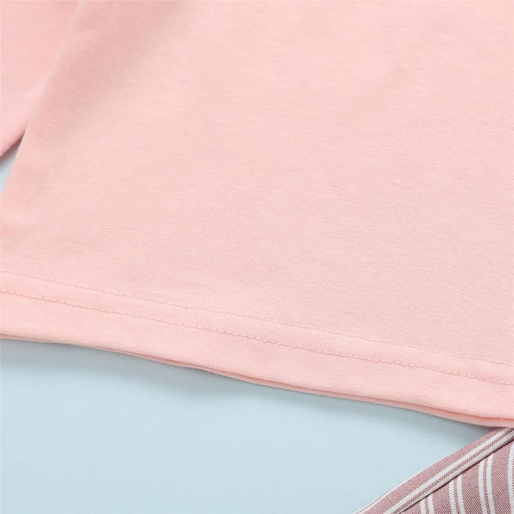 Girls Solid Round Neck Tops&Striped Pants Wholesale Little Girls Clothes