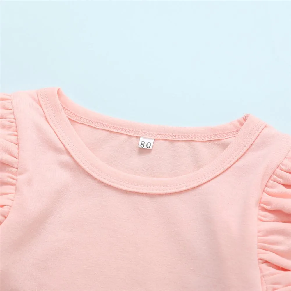 Girls Solid Round Neck Tops&Striped Pants Wholesale Little Girls Clothes