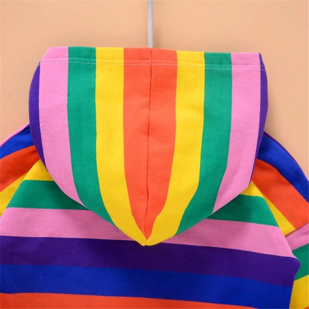 Girls Stripe Rabbit Hooded Long Sleeve Tops Wholesale Girls Clothing