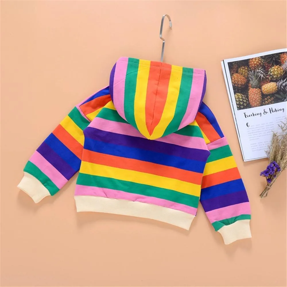 Girls Stripe Rabbit Hooded Long Sleeve Tops Wholesale Girls Clothing