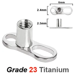 Grade 23 Titanium Dermal Anchor - 2 Holes / 2.5mm Rise