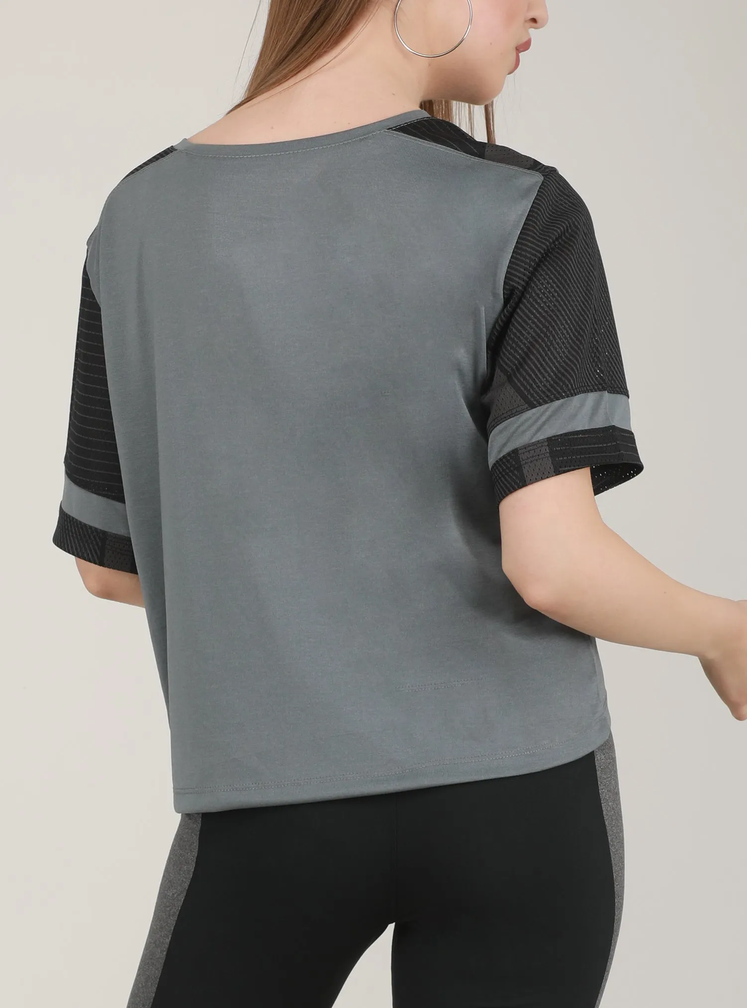 Grey Black Crop Top