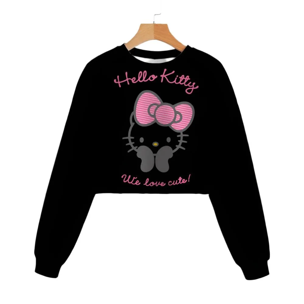 Hello Kitty Girls' Short Hoodie – Cute & Comfortable Autumn Sweatshirt