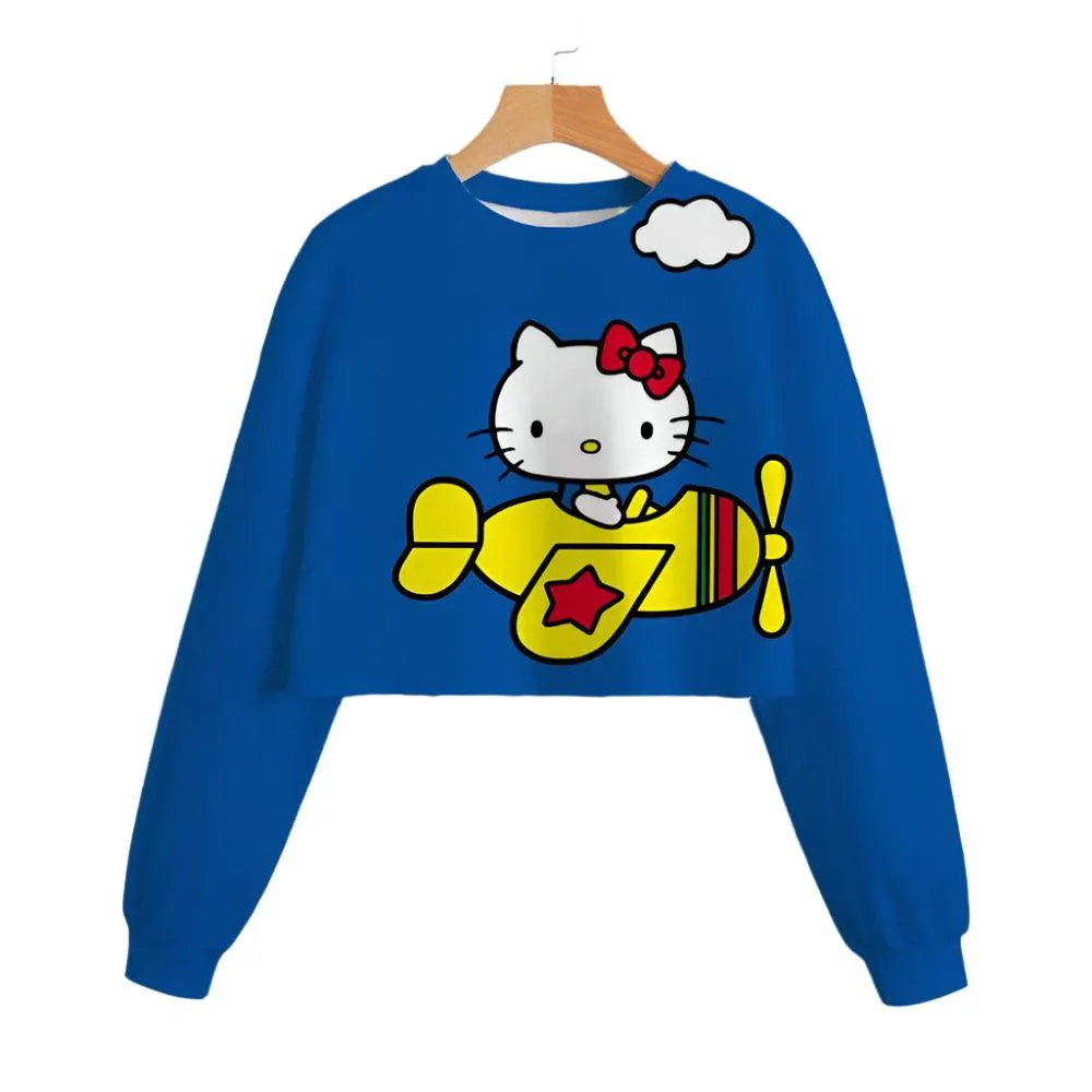 Hello Kitty Girls' Short Hoodie – Cute & Comfortable Autumn Sweatshirt