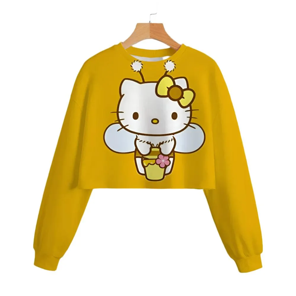Hello Kitty Girls' Short Hoodie – Cute & Comfortable Autumn Sweatshirt