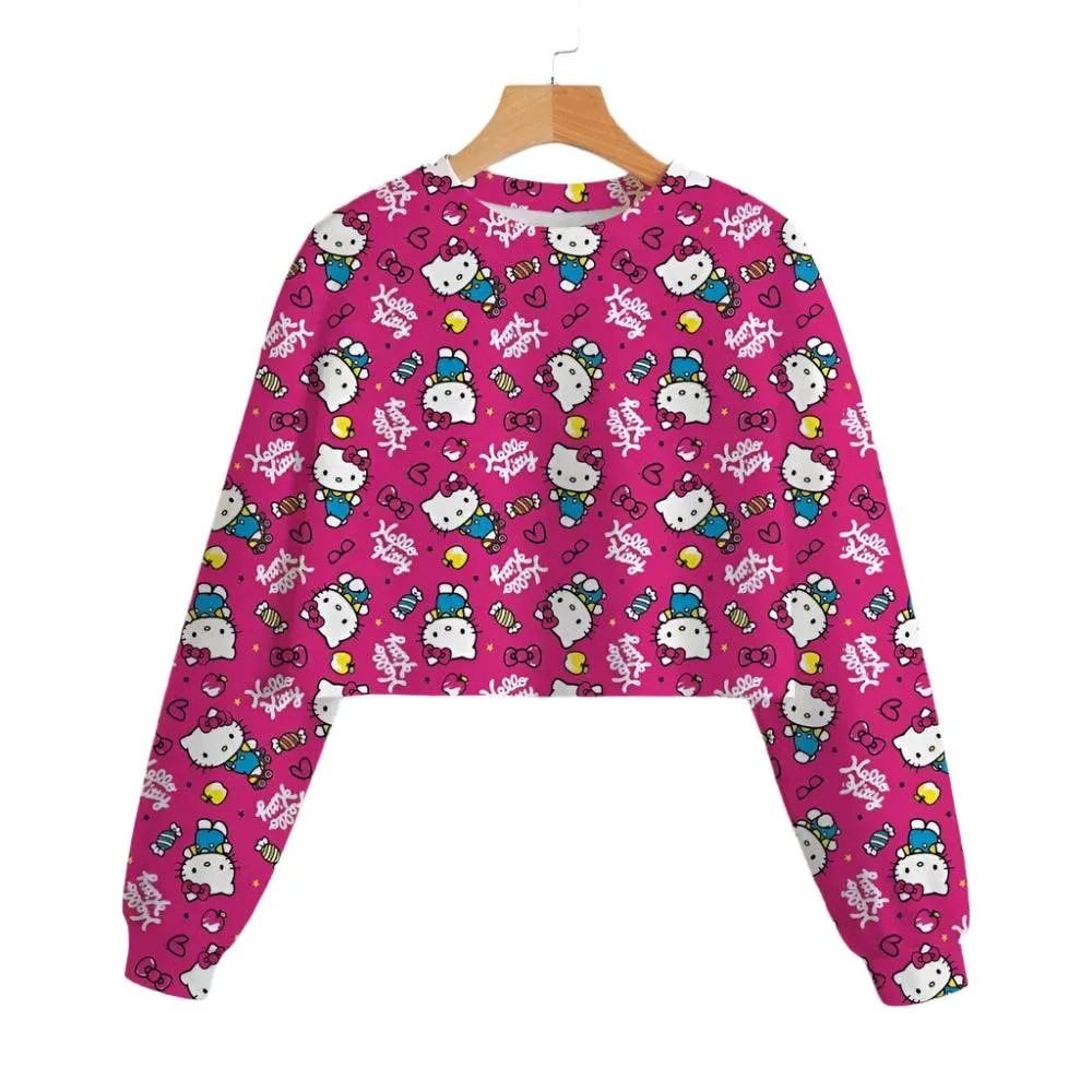 Hello Kitty Girls' Short Hoodie – Cute & Comfortable Autumn Sweatshirt