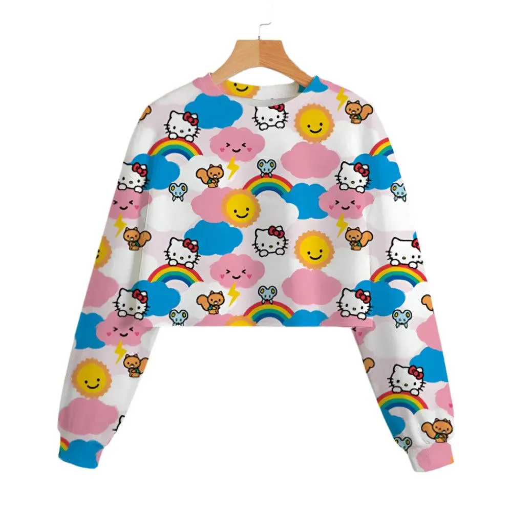 Hello Kitty Girls' Short Hoodie – Cute & Comfortable Autumn Sweatshirt