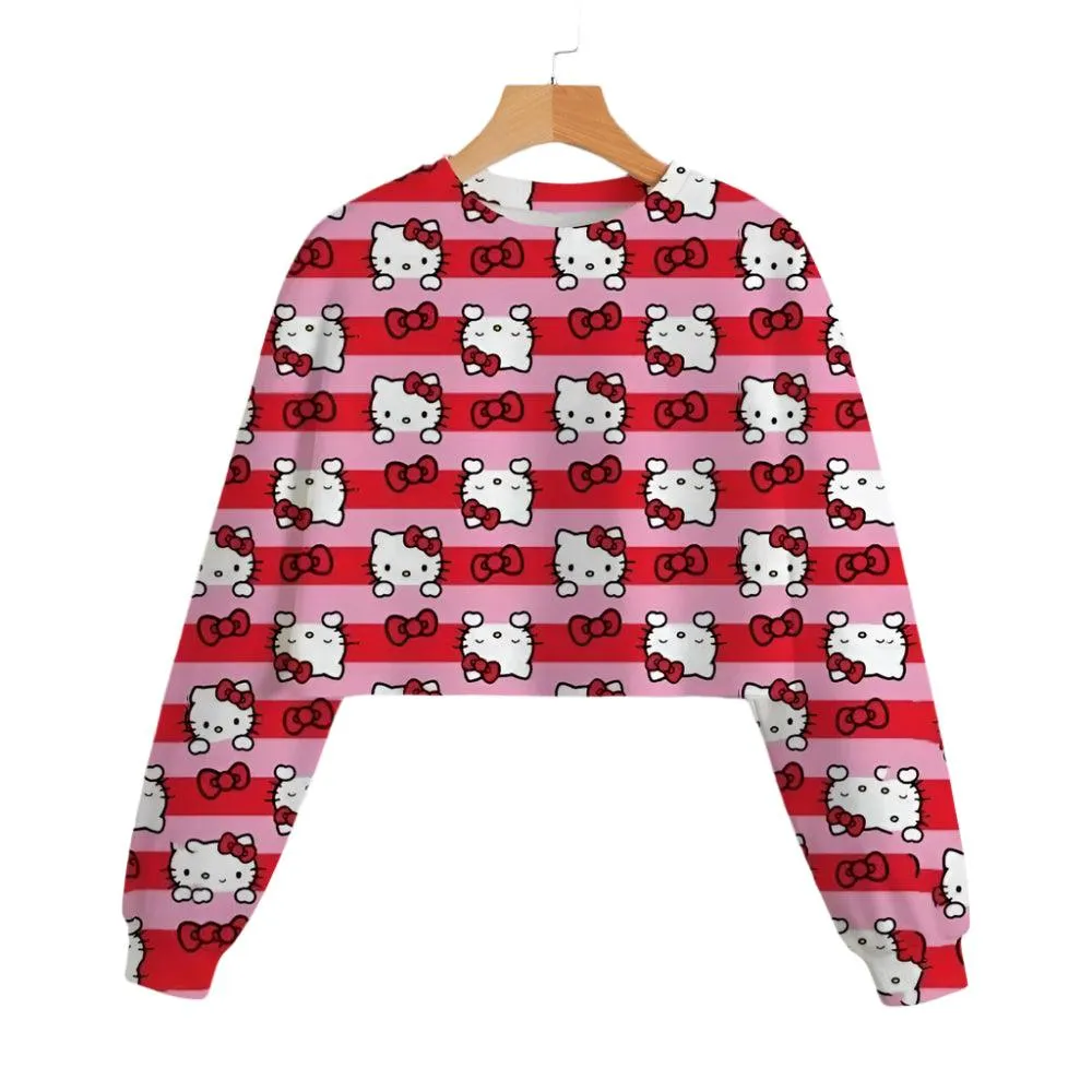 Hello Kitty Girls' Short Hoodie – Cute & Comfortable Autumn Sweatshirt