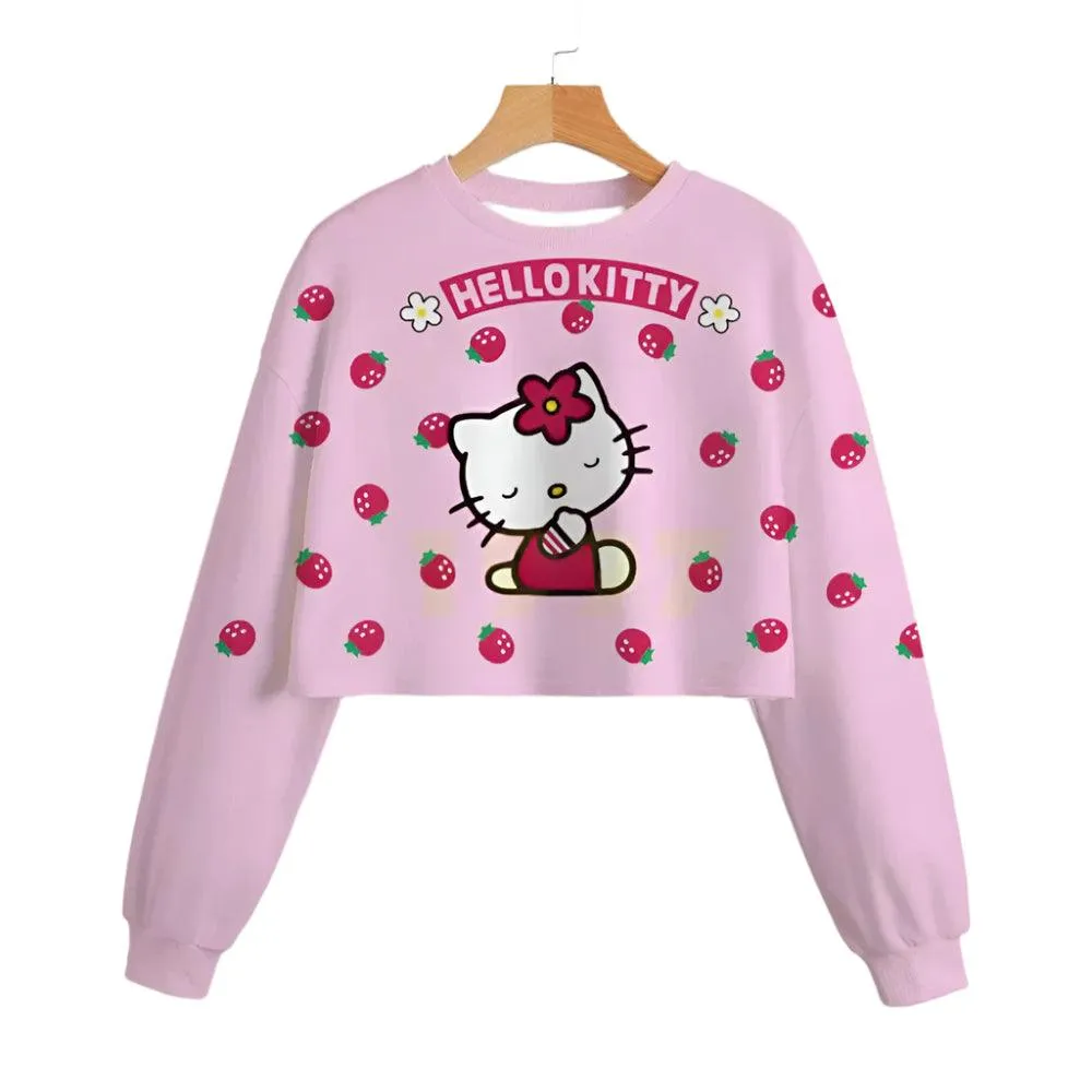 Hello Kitty Girls' Short Hoodie – Cute & Comfortable Autumn Sweatshirt