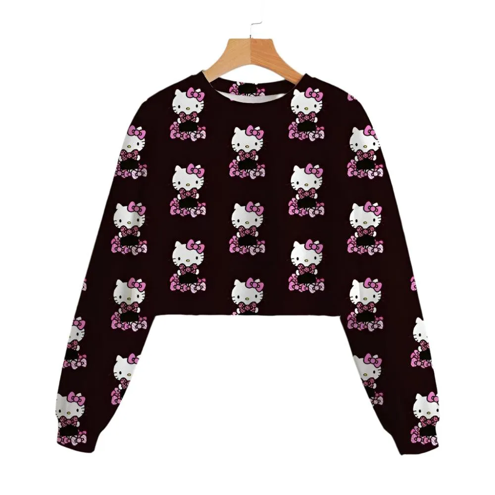 Hello Kitty Girls' Short Hoodie – Cute & Comfortable Autumn Sweatshirt
