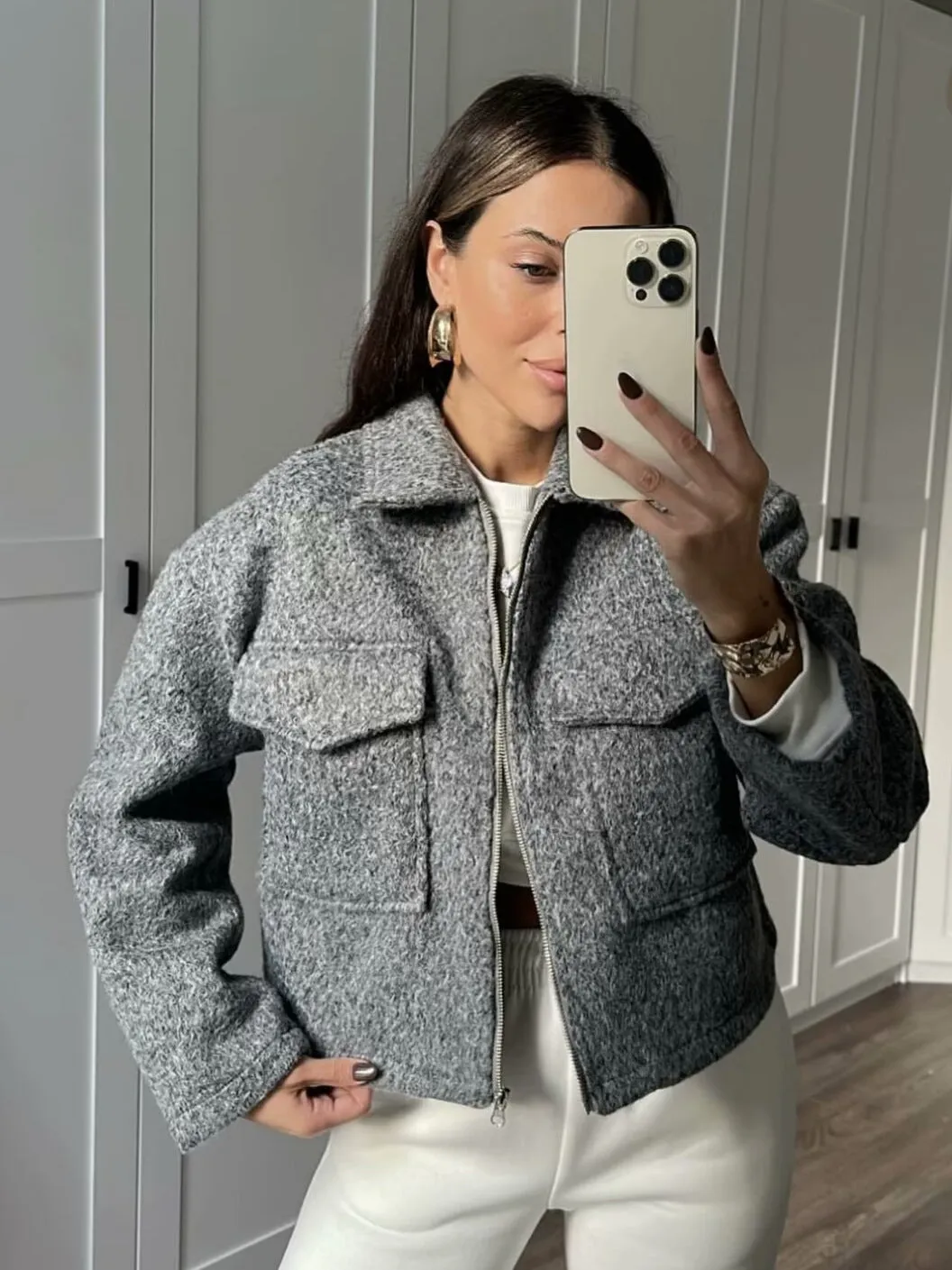 High-end Tweed Zipped Short Jacket
