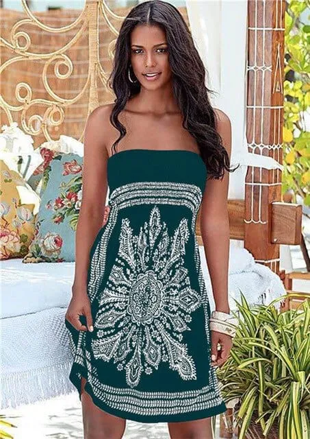 Jara Strapless Bohemian Dress