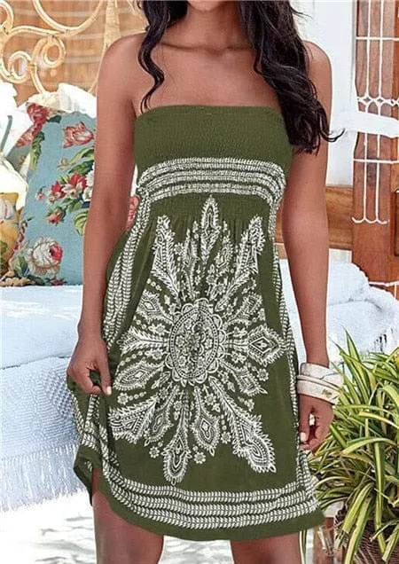 Jara Strapless Bohemian Dress