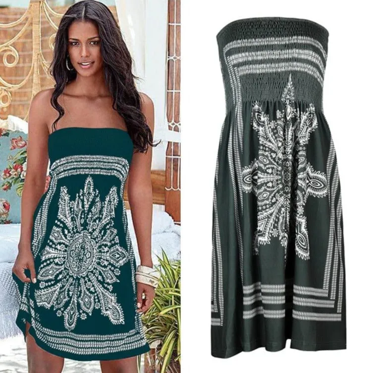 Jara Strapless Bohemian Dress