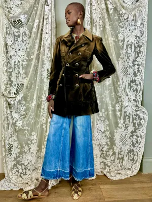 Jean Paul Gaultier, Y2K brown velvet double breasted coat