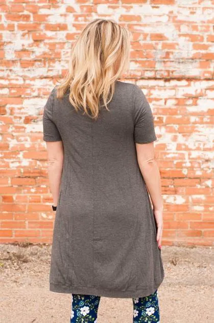 Jolene Hi-Low Mid Grey Tunic SM-3XL