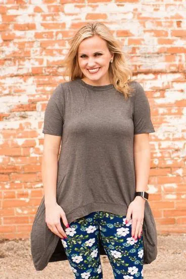 Jolene Hi-Low Mid Grey Tunic SM-3XL