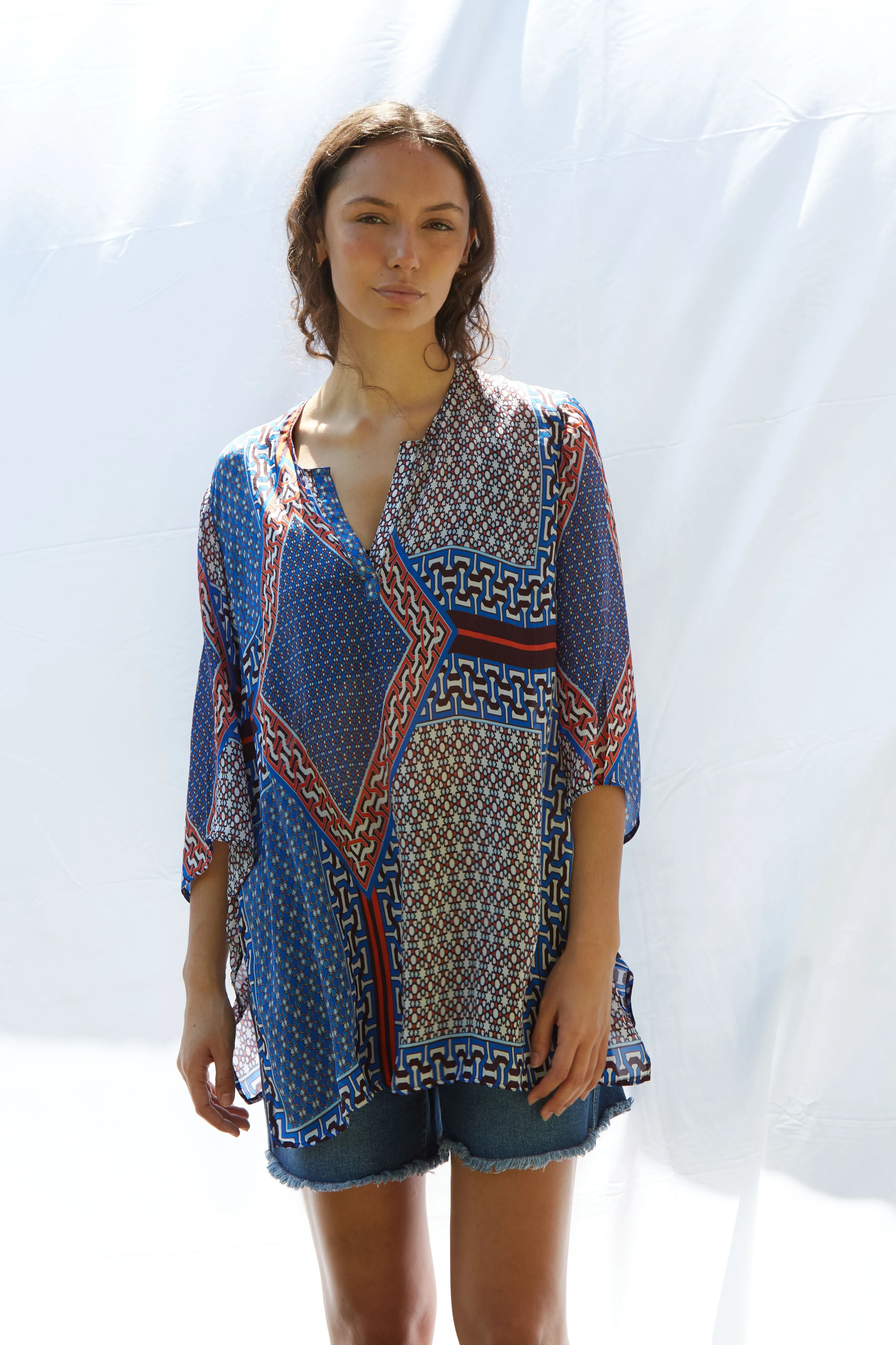 Josy V Top Pure Silk Bimini Lapiz