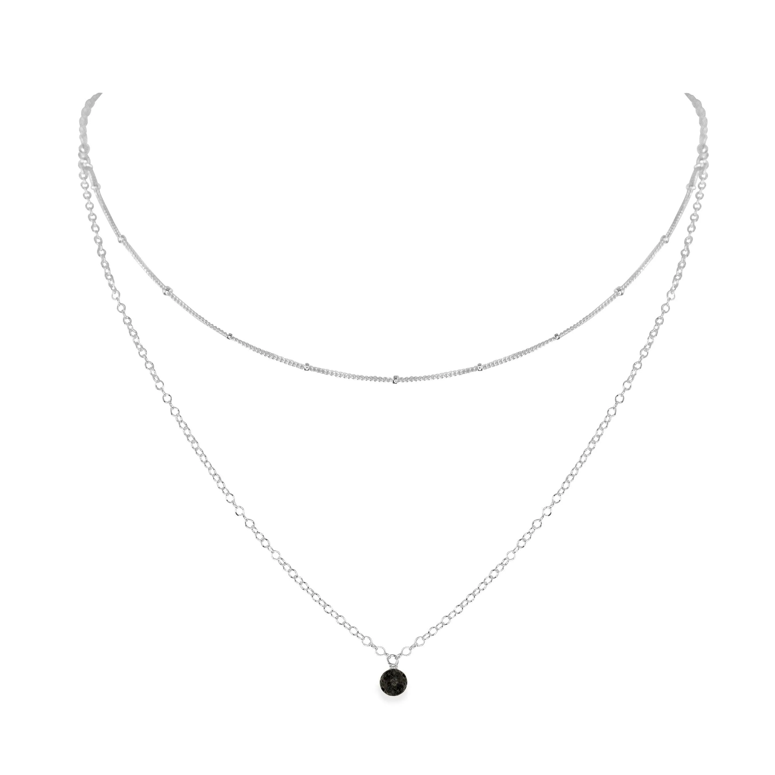 Lava Rock Gemstone Chain Layered Choker Necklace