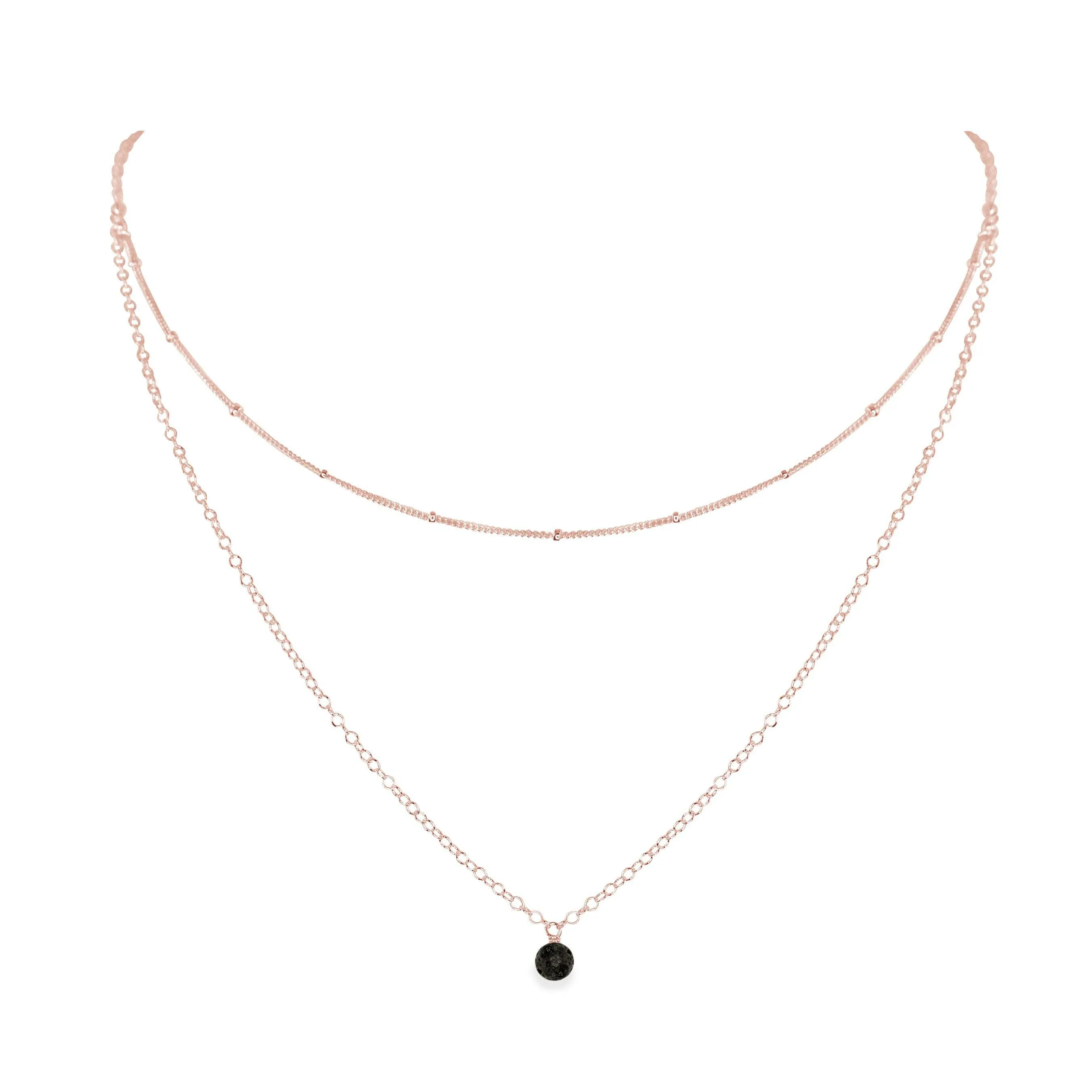 Lava Rock Gemstone Chain Layered Choker Necklace
