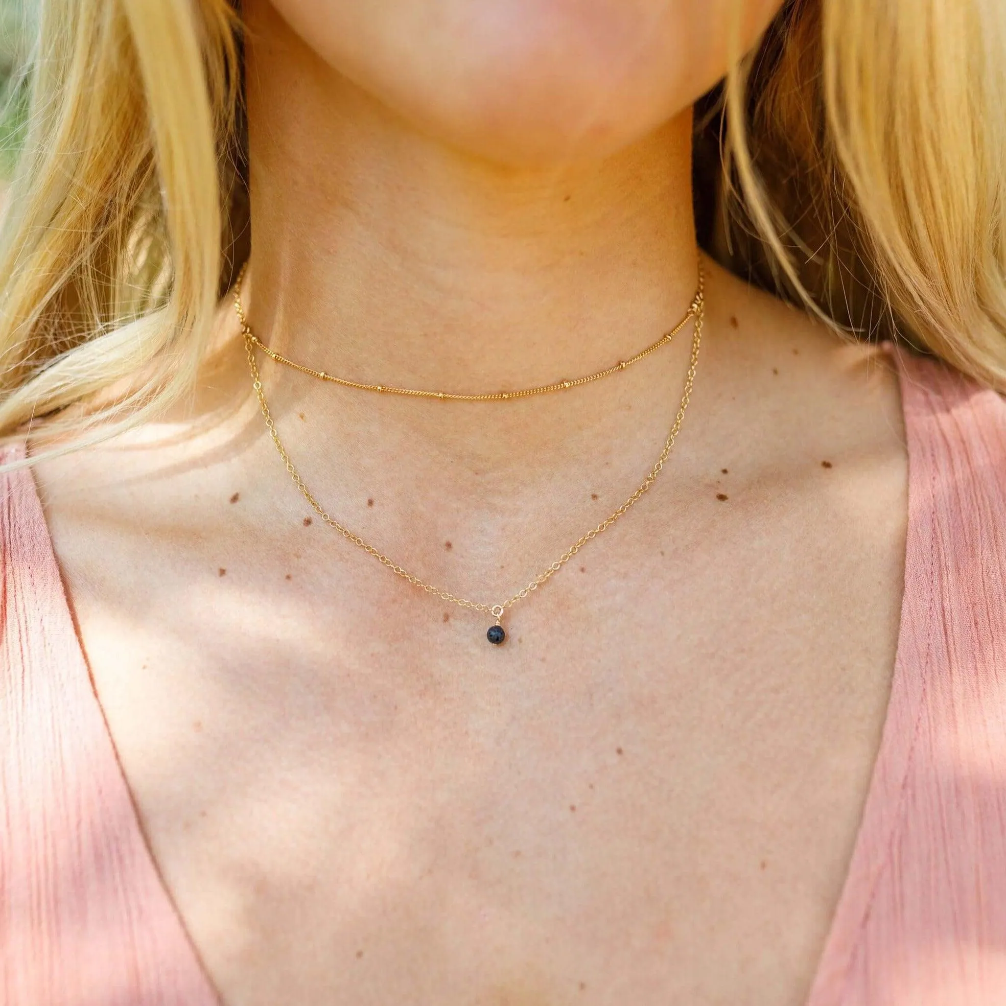 Lava Rock Gemstone Chain Layered Choker Necklace