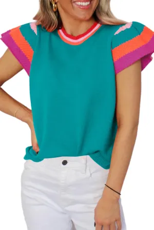 Lily Flutter Sleeves Knitted Sweater Top