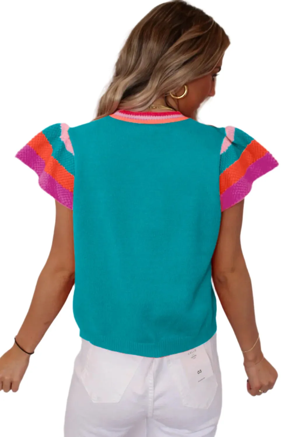 Lily Flutter Sleeves Knitted Sweater Top