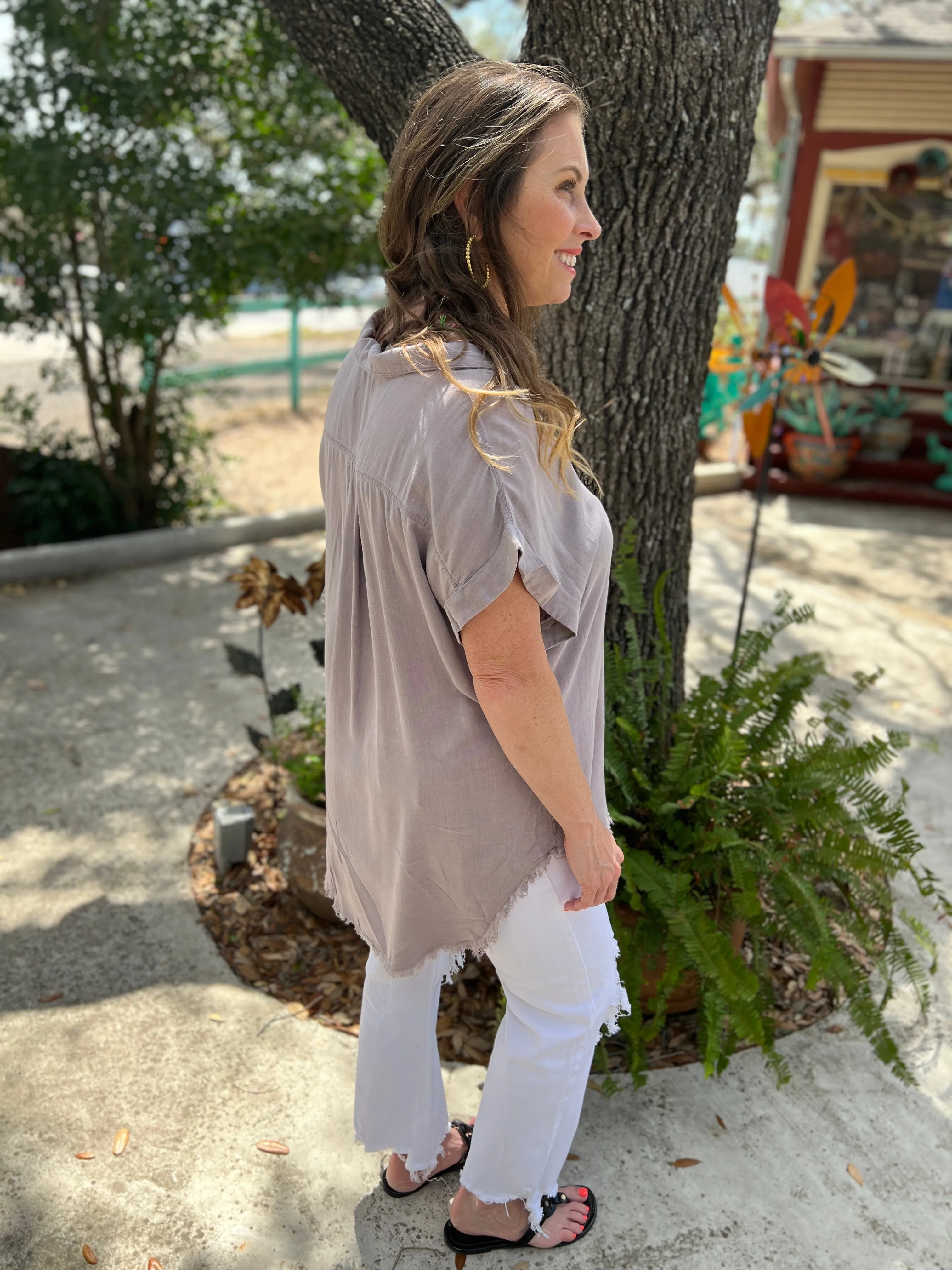 Mauve Button Down Top