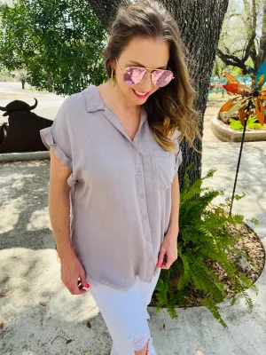 Mauve Button Down Top