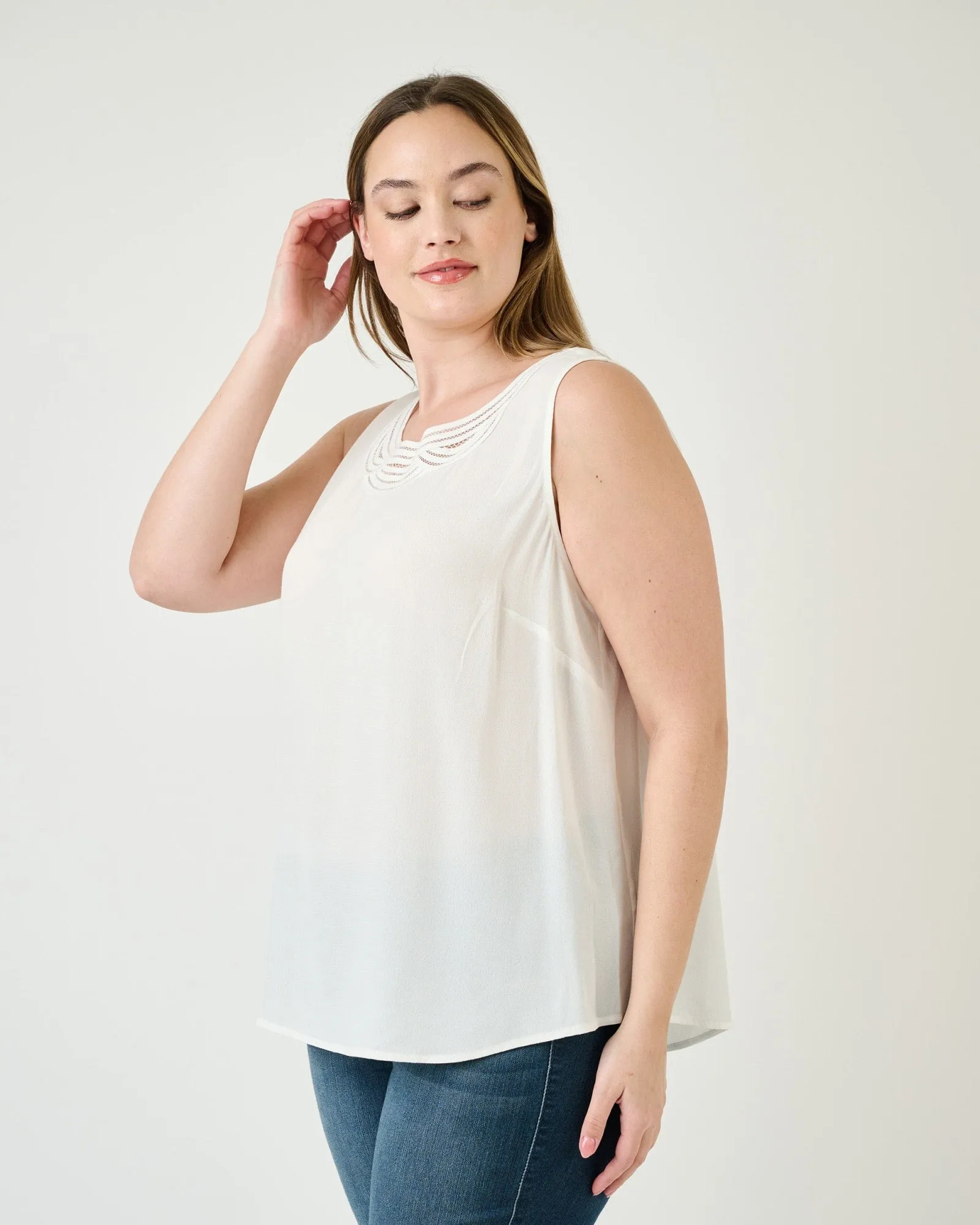 Meredith Tank Top with Lace | IVORY