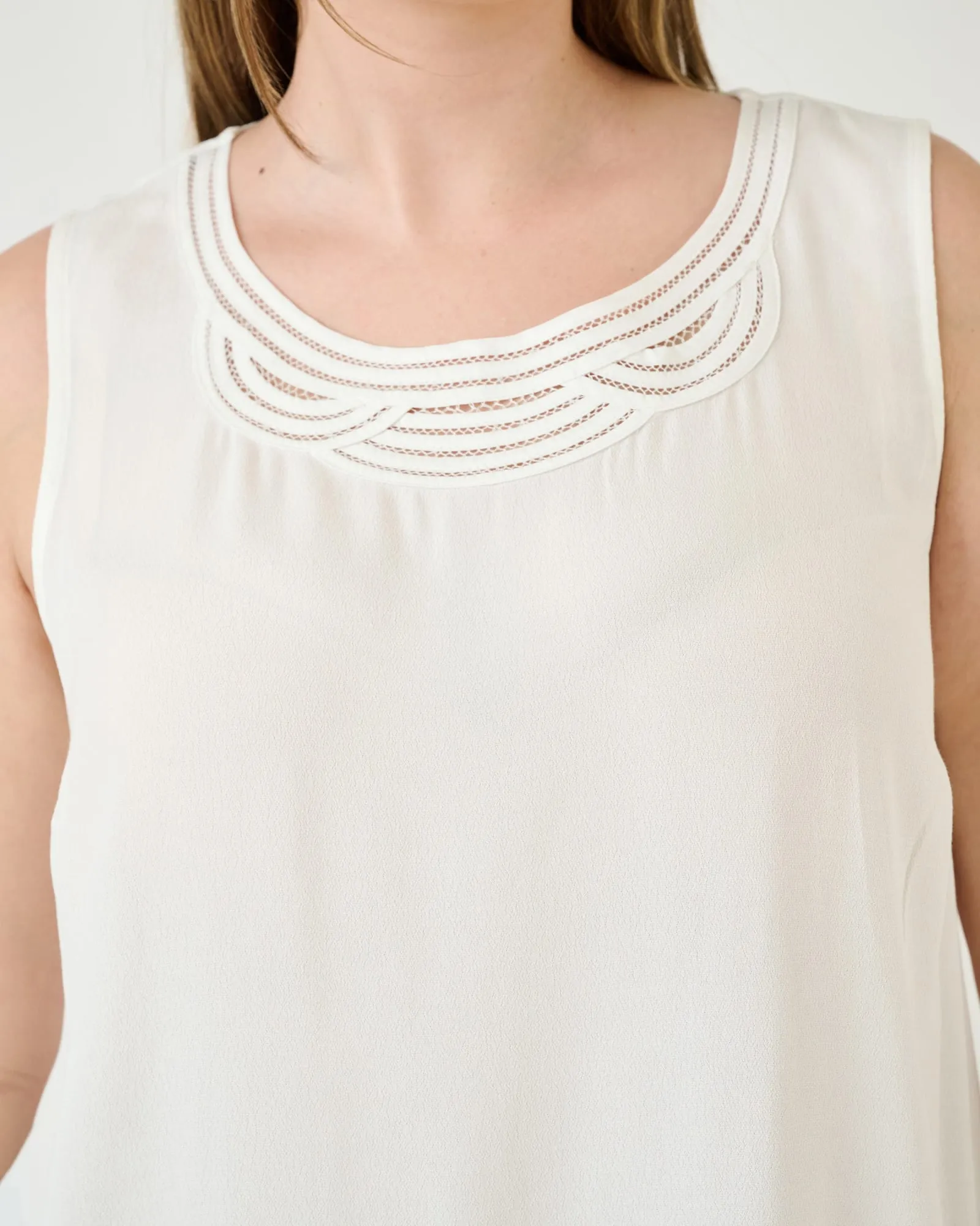 Meredith Tank Top with Lace | IVORY