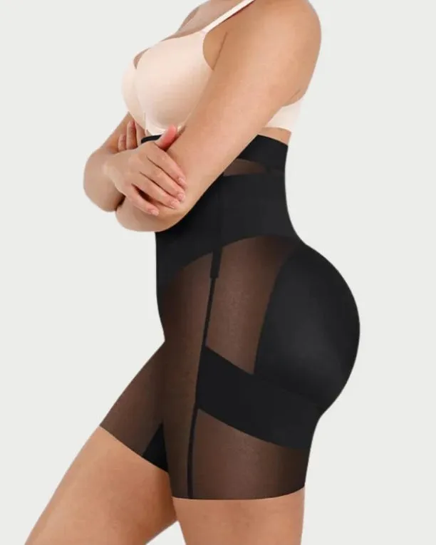 Mesh Steel Bone High Waist Tummy-Control Shorts